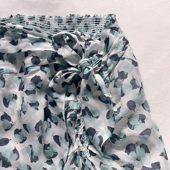 Kisuii Blue Printed Silk Sarong Beach Skirt - Picture 3 of 7